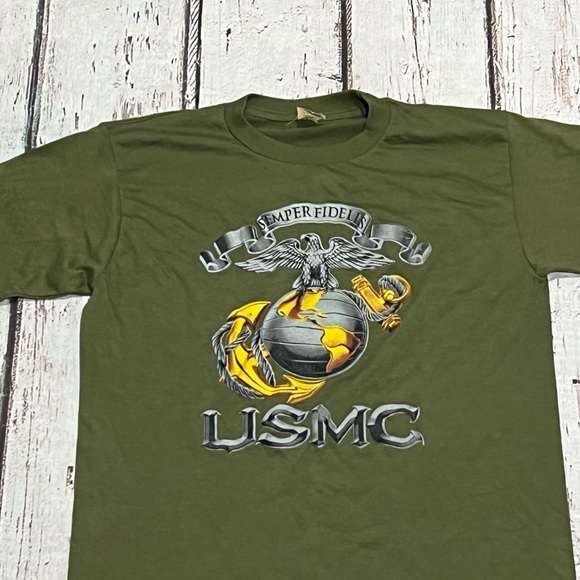 Vintage 1980s USMC Marine Corps Military 80s Crewneck tee Tshirt - Picture 2 of 4